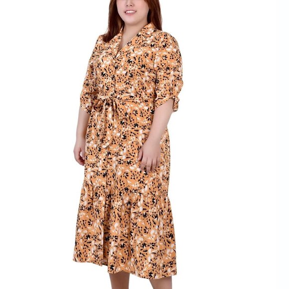 NY Collection Plus Tiered Dress Belted – Black, Gold-Tone White – Size 3X NWT - Picture 2 of 4